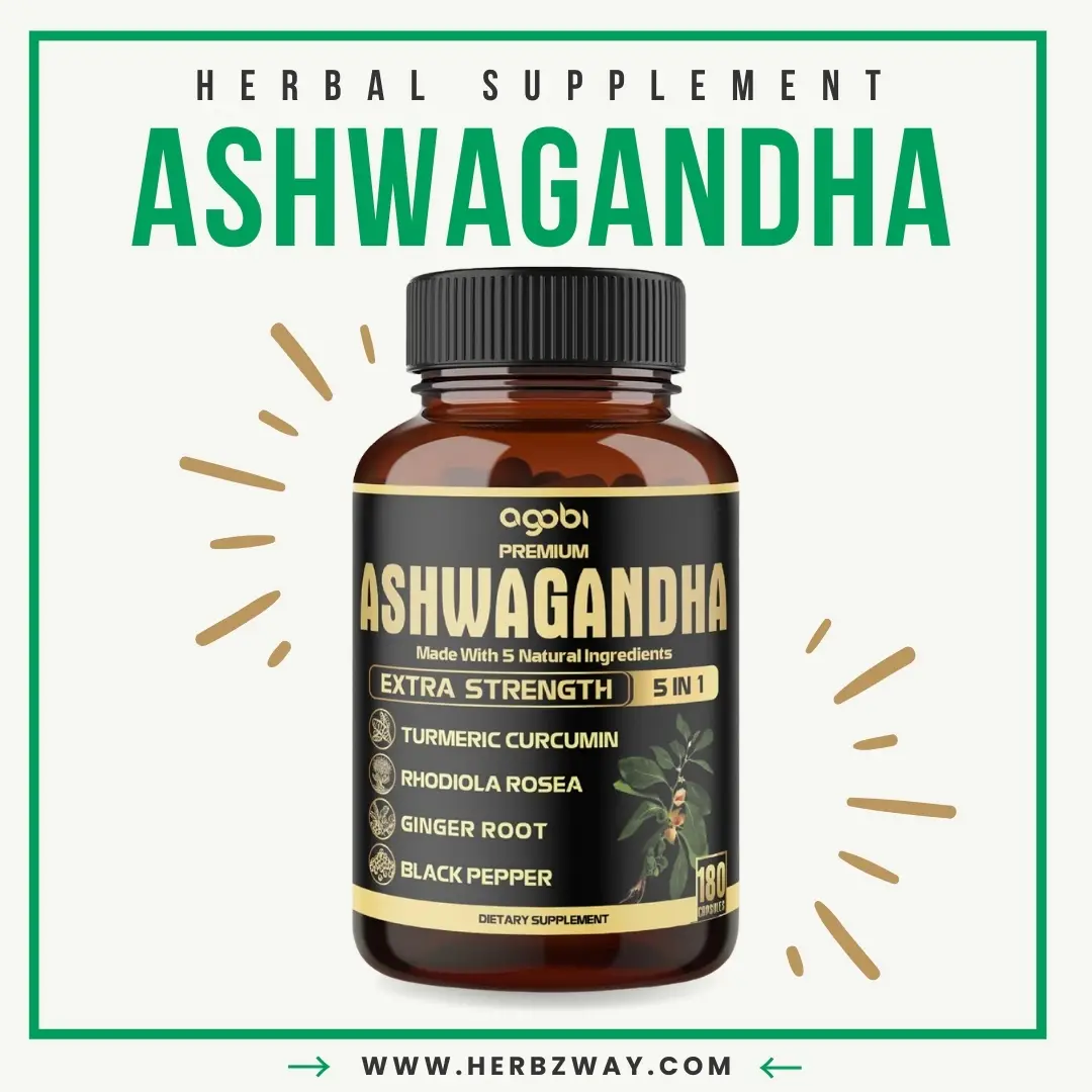 5in1 Premium Ashwagandha Capsules - Added Turmeric, Rhodiola Rosea, Ginger, Black Pepper