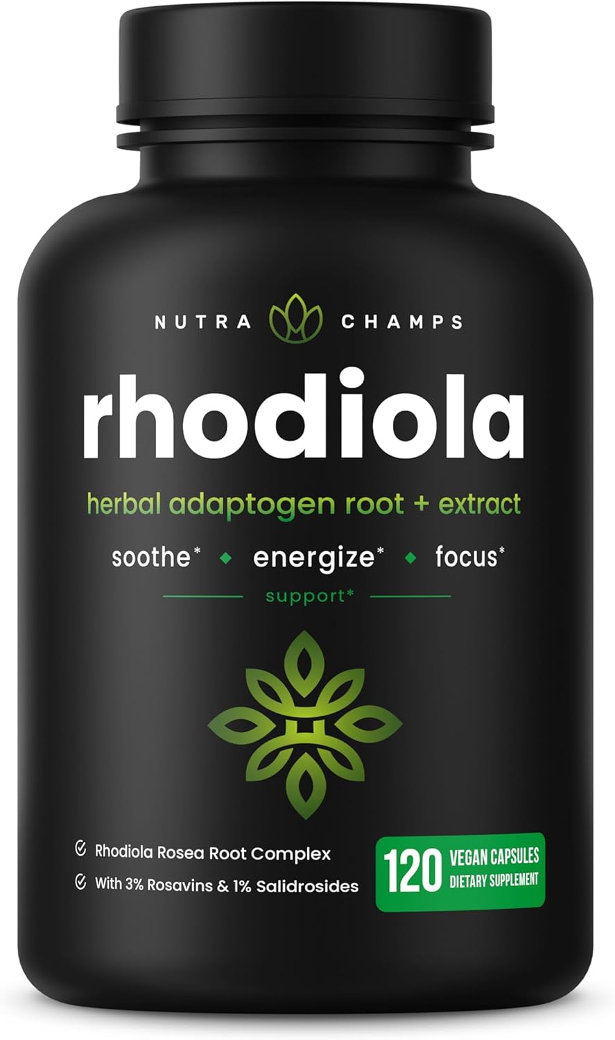 Rhodiola Rosea Supplement 600mg | 120 Vegan Capsules | Rhodiola Rosea Extract for Energy, Stress Relief, Mood and Focus