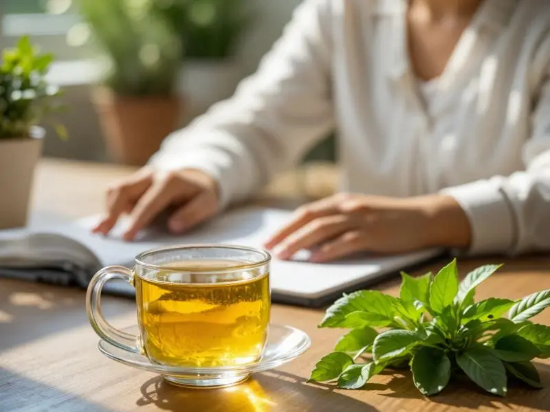 Holy Basil vs Ashwagandha tea used during the day for stress management and focus