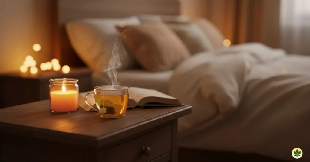 Chamomile tea as a gentle natural sleep aid before bedtime