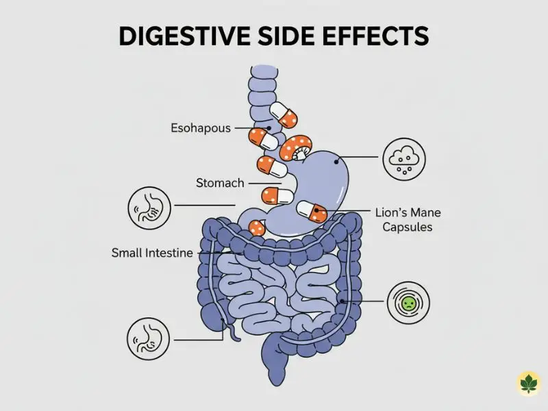Lions mane digestive side effects bloating gas nausea