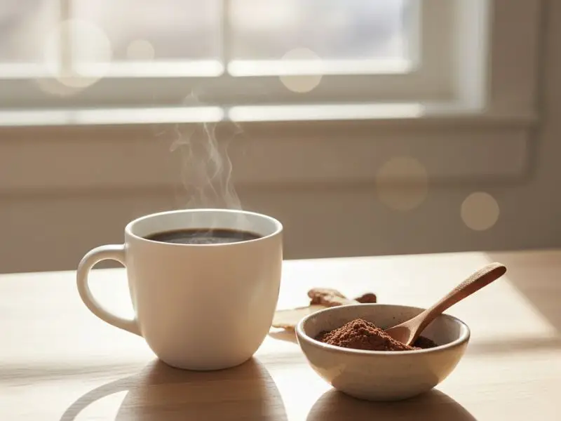 Taking reishi mushroom in the morning with coffee.