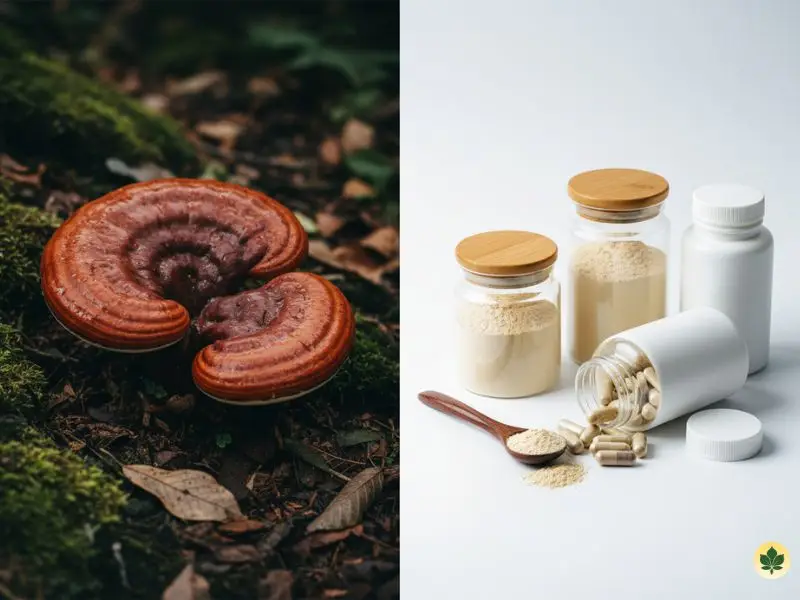 Reishi mushroom raw form compared to capsules and powder supplements