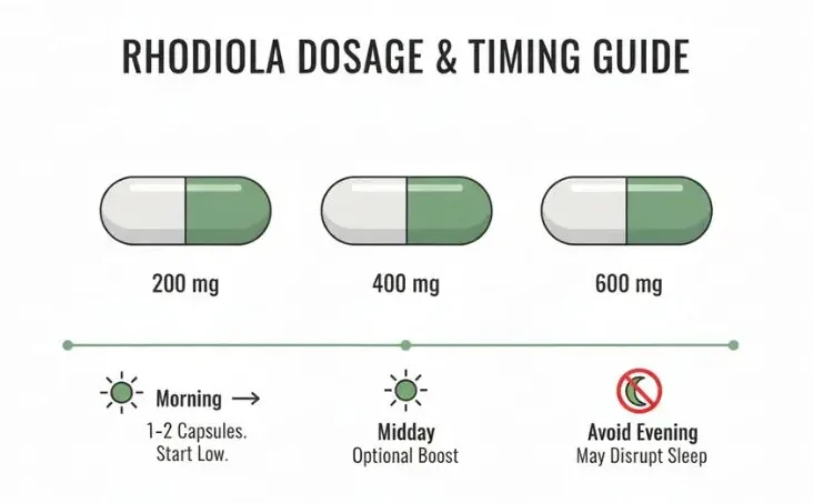 Recommended rhodiola dosage and best time to take it