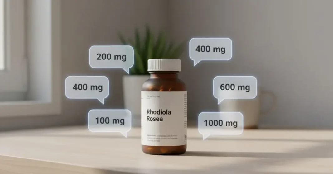 Rhodiola Rosea dosage Reddit confusion showing supplement bottle with multiple dosage opinions