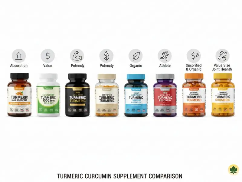 Comparison of the best turmeric curcumin supplements by absorption and quality