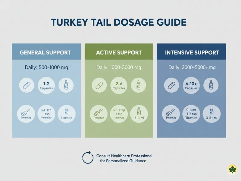 Turkey tail dosage chart for general active and intensive immune support