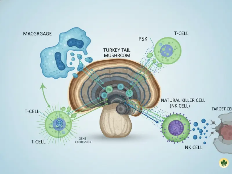 Turkey tail mushroom activating natural killer cells and T-cells