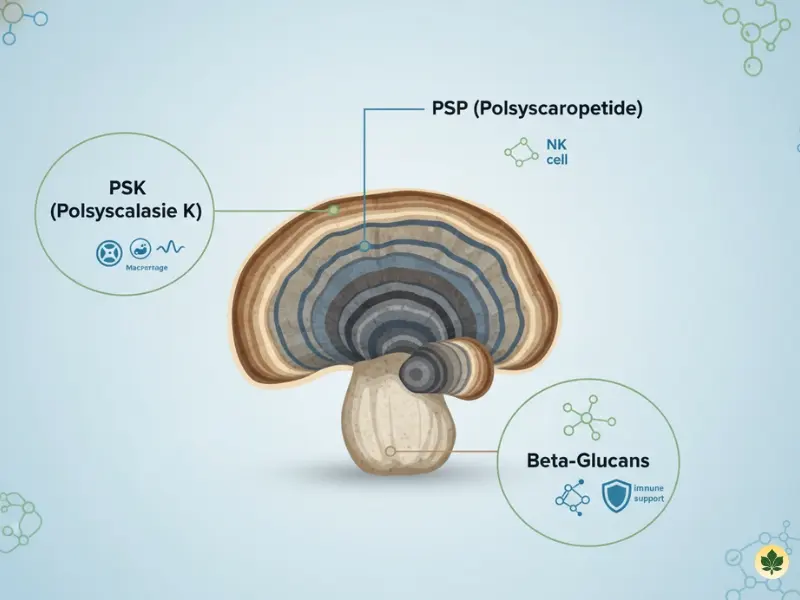 PSK PSP and beta glucans in turkey tail mushroom for immune support