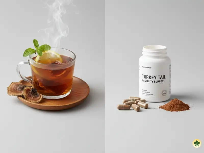Comparison between turkey tail tea and turkey tail extract supplements