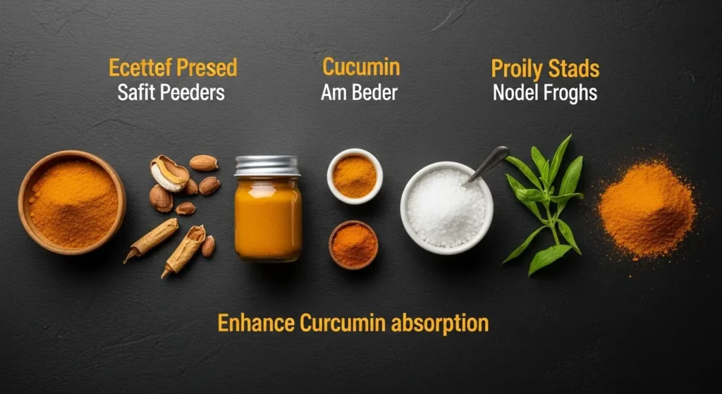 Ways to improve curcumin absorption including black pepper, fat, and enhanced formulations