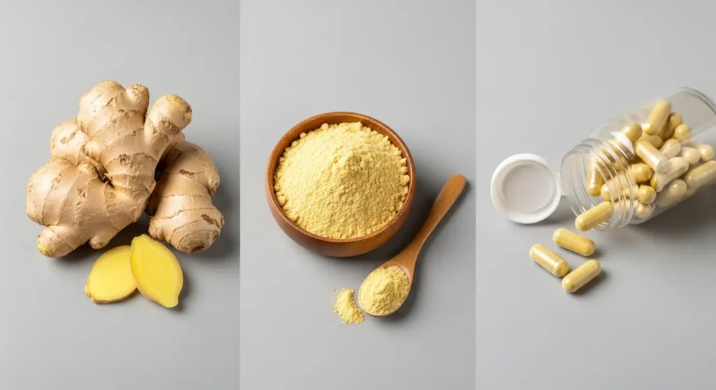fresh ginger vs dried ginger vs ginger extract comparison