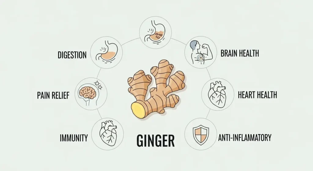 ginger root benefits summary infographic