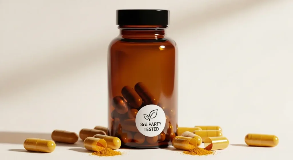 High-quality curcumin supplement capsules with professional packaging