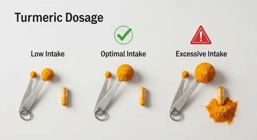 Safe turmeric dosage compared to excessive intake