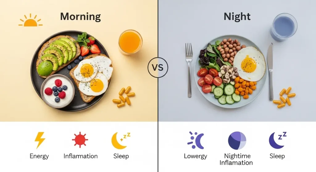 Comparison of taking turmeric in the morning versus at night