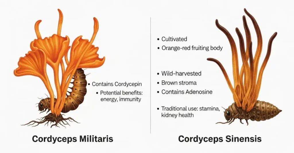 cordyceps militaris vs sinensis comparison