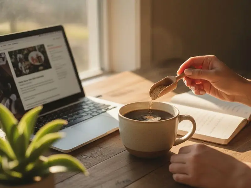 Adding Lion’s Mane powder to coffee for focus and productivity