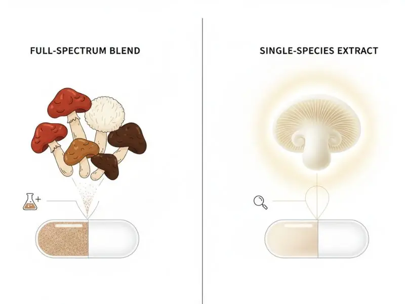mushroom blend vs single species supplement comparison benefits