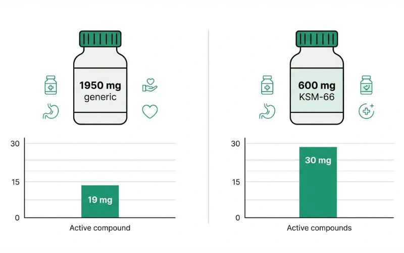 ashwagandha withanolide dose comparison KSM-66 vs generic supplement