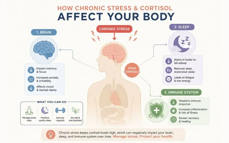 How chronic stress and cortisol affect the human body