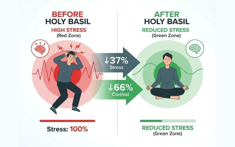 holy basil benefits stress reduction clinical trial results