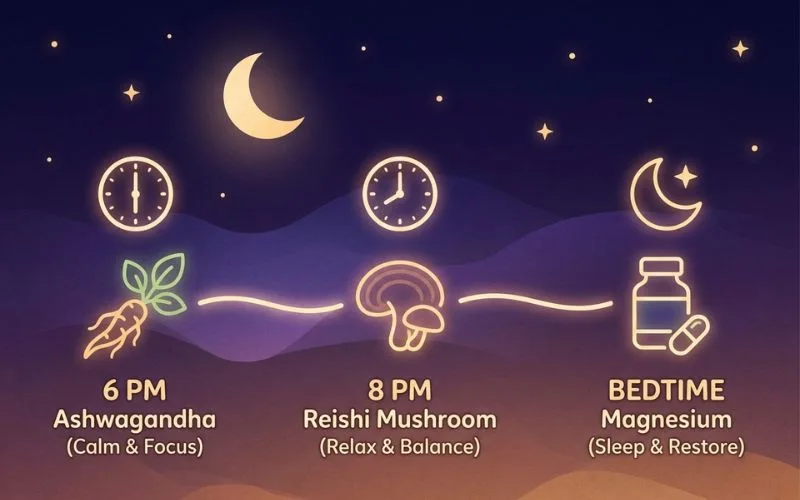 evening sleep stack reishi ashwagandha magnesium protocol