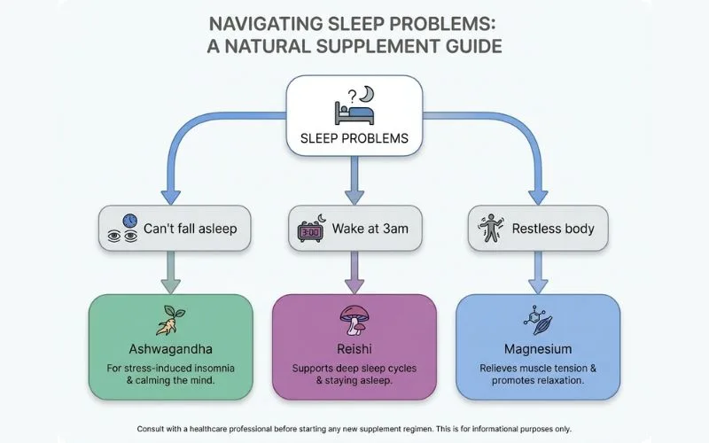 sleep problem decision chart reishi ashwagandha magnesium solutions